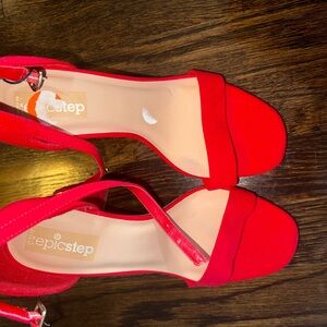 Elegant Red Stiletto Heels with Ankle Strap